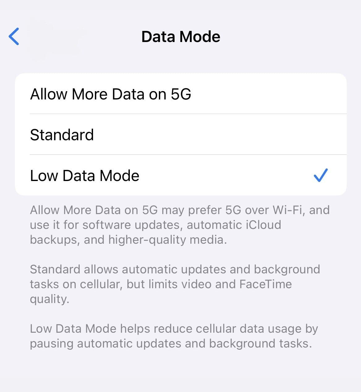 إعدادات Low Data Mode في الآيفون لتقليل استهلاك بيانات Airalo