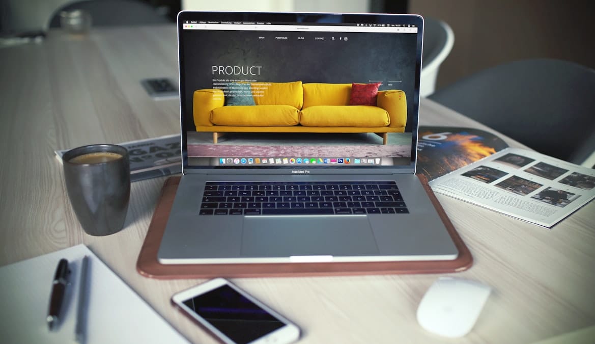 A portfolio website displayed on a large screen
