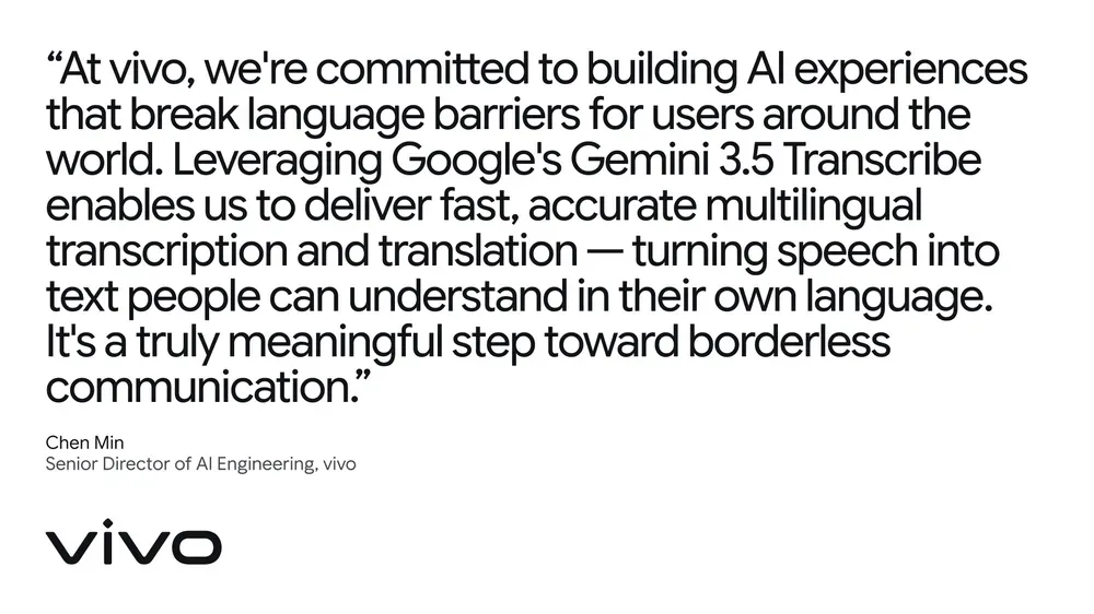 Official early customer feedback about Gemini 3.5 Transcribe from Google's announcement