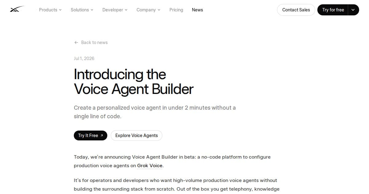 xAI Voice Agent Builder 2026: إنشاء وكيل صوتي من Grok خلال دقيقتين