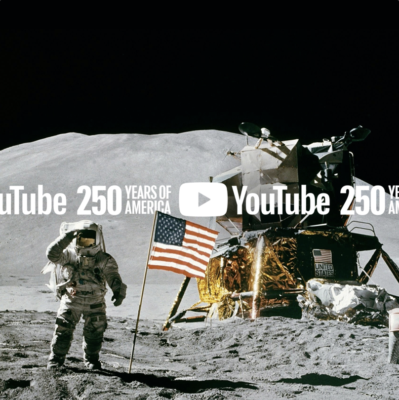 YouTube America 250 creator campaign artwork representing multi-platform content distribution