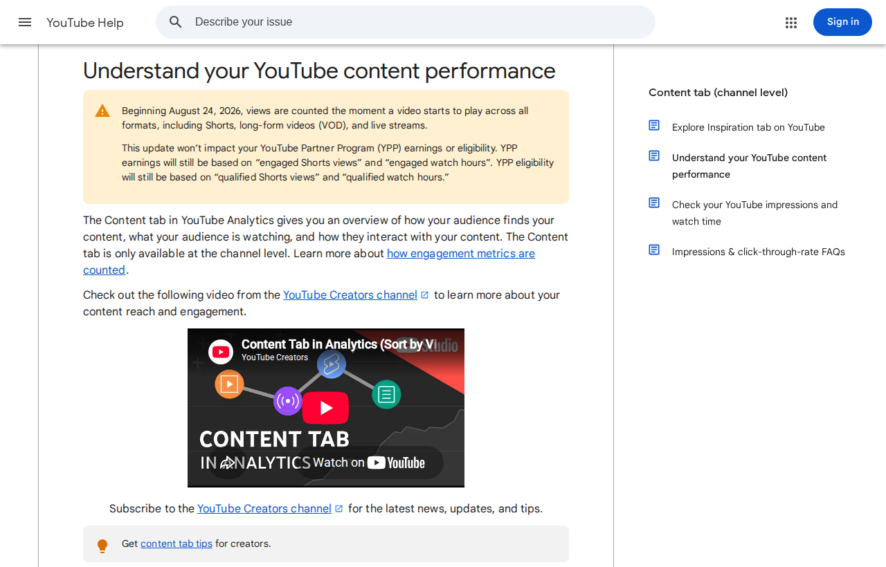 Official YouTube Help Center page explaining the new views metric beginning August 24 2026