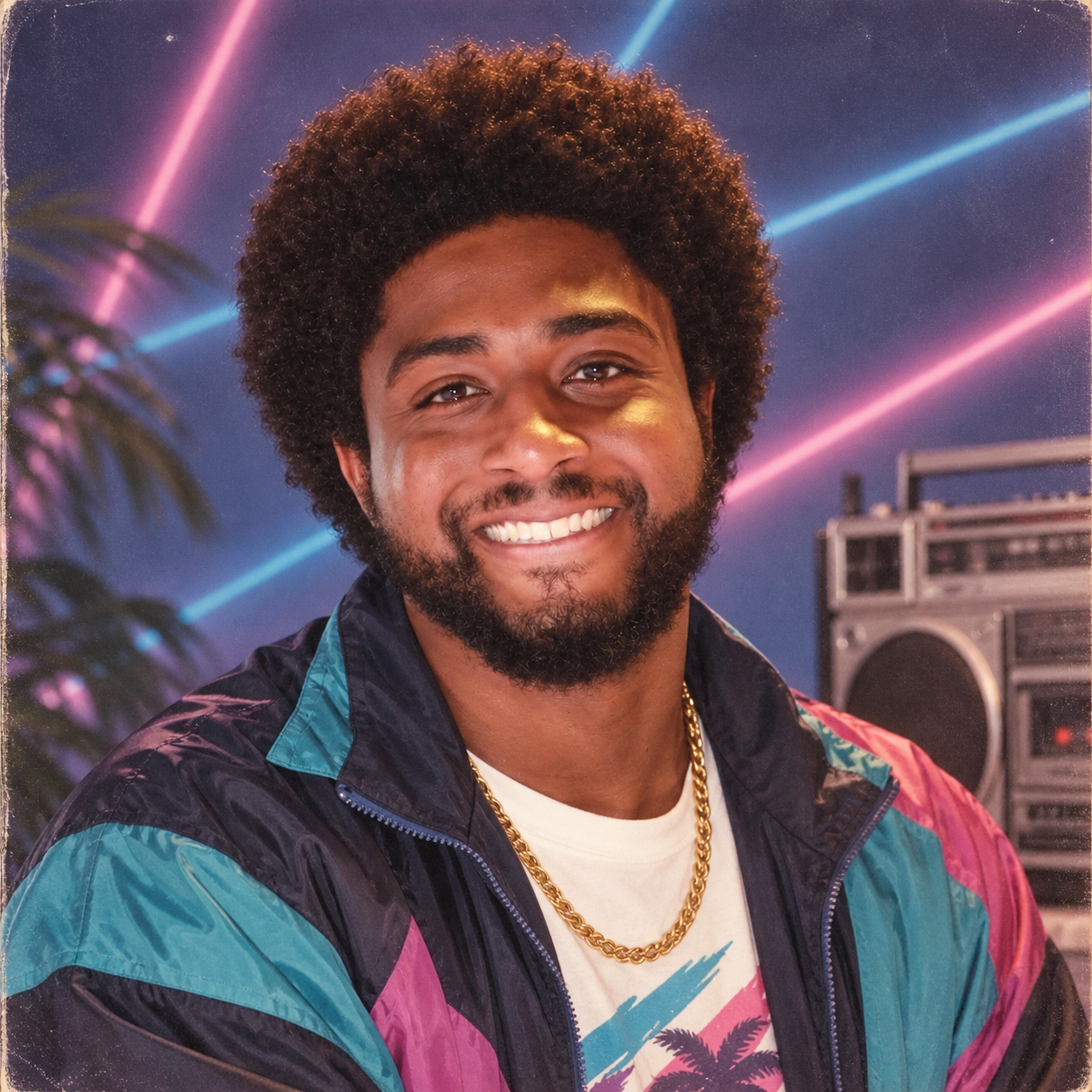 Official OpenAI example of the viral 80s-style headshot prompt output