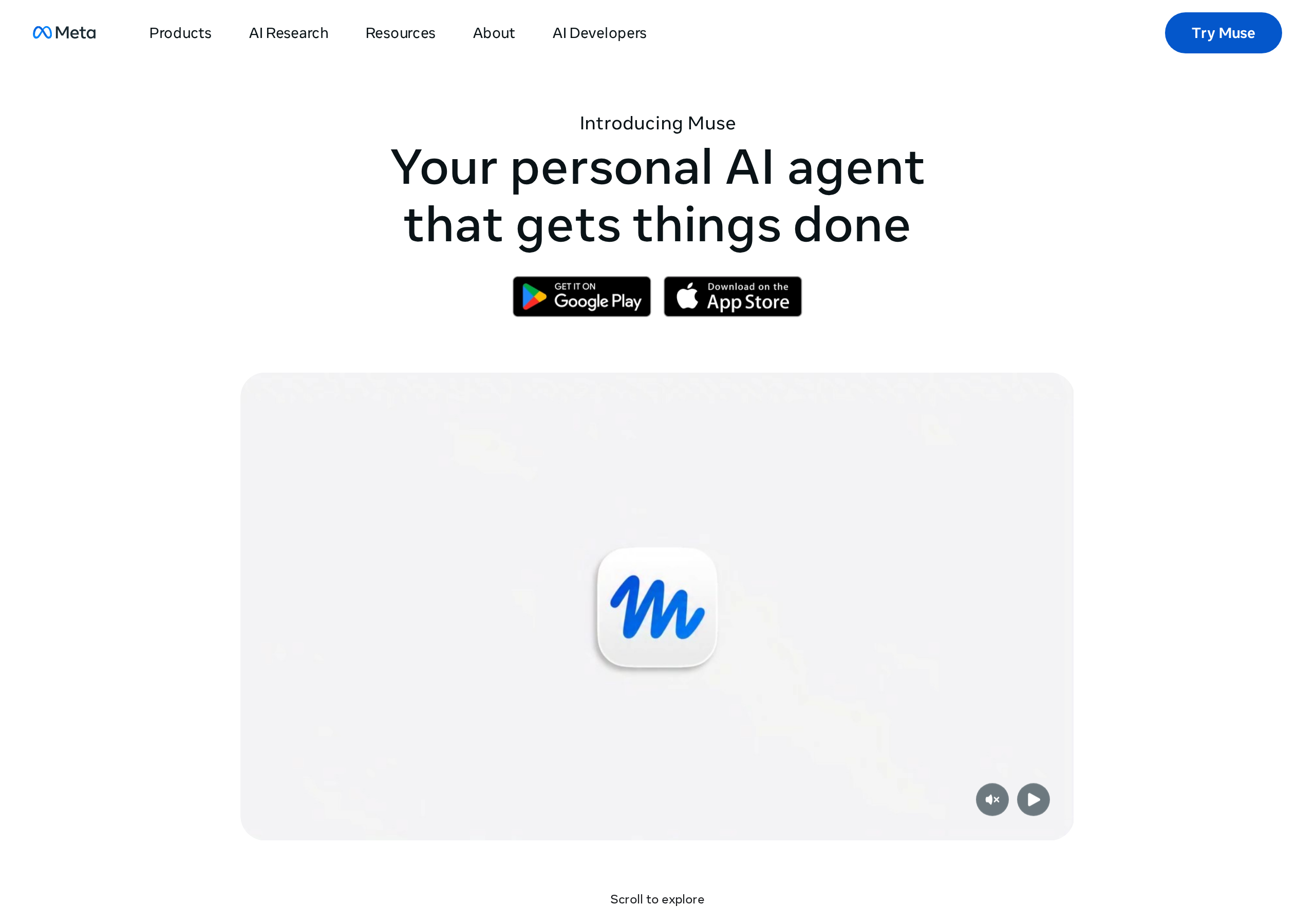 The official Muse product page on Meta's AI site