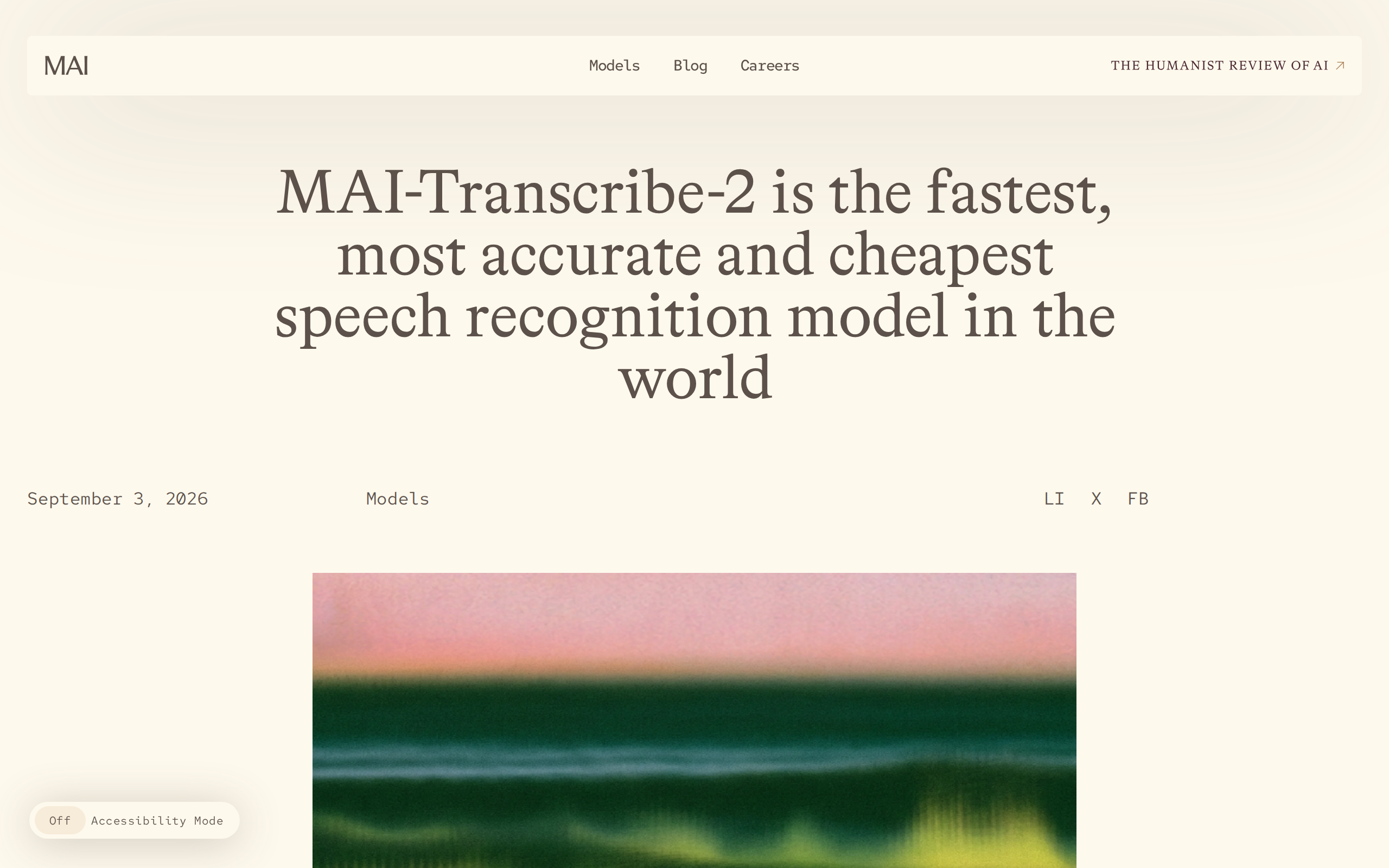 Microsoft MAI-Transcribe-2 official announcement page, September 3, 2026
