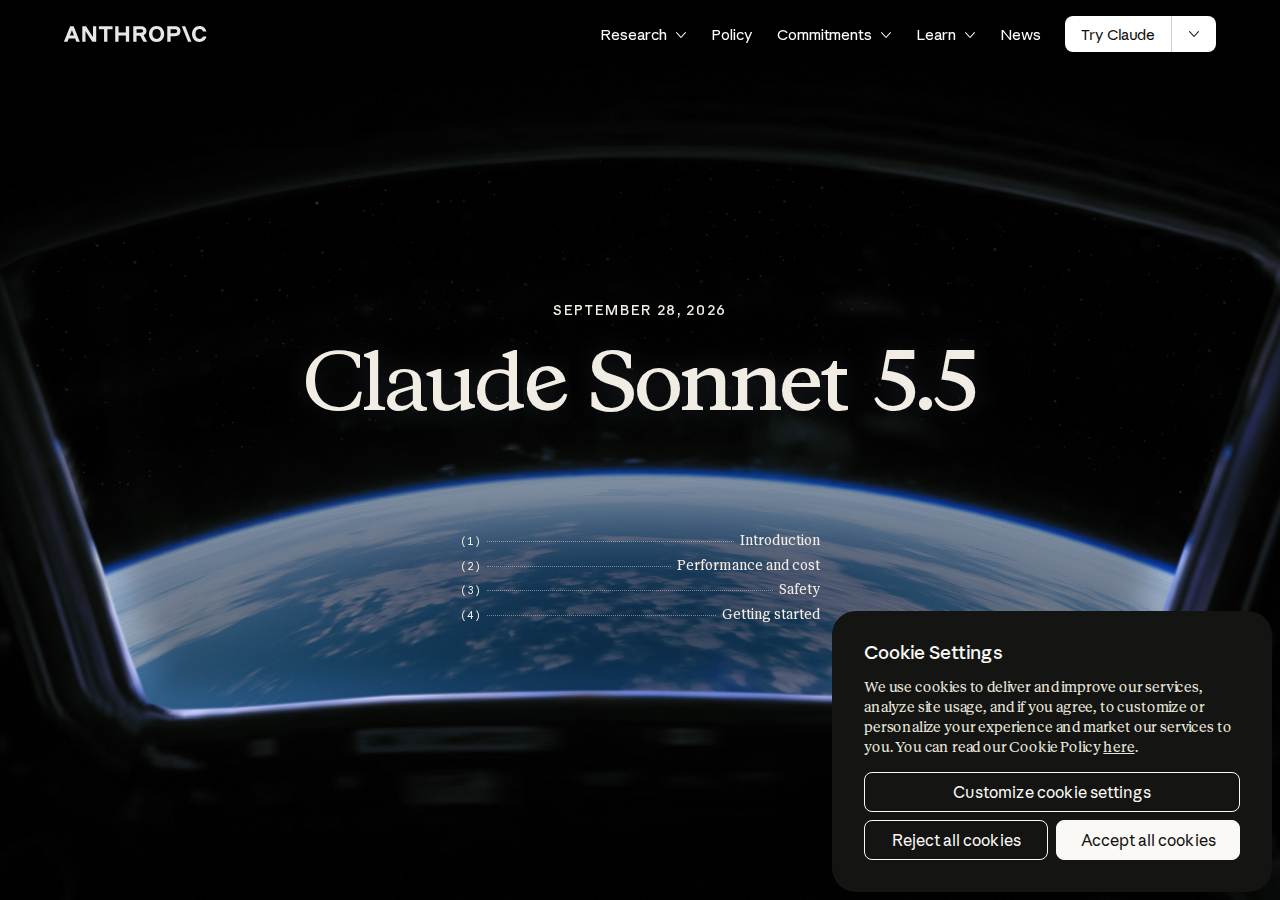 Claude Sonnet 5.5 announcement page