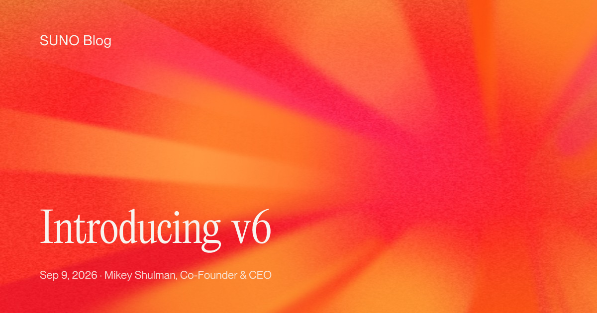 Suno v6 official launch announcement image