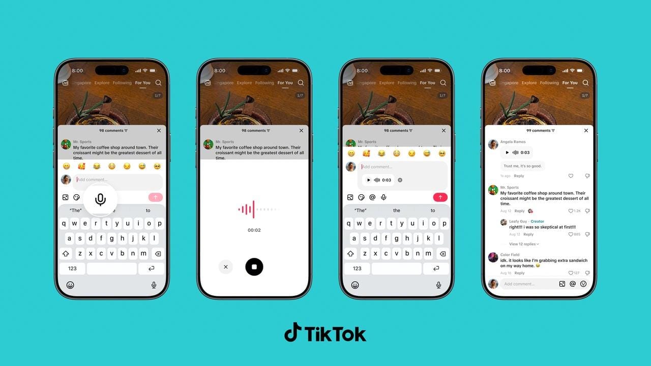 Official TikTok image showing the new Voice Comments feature in the comment section