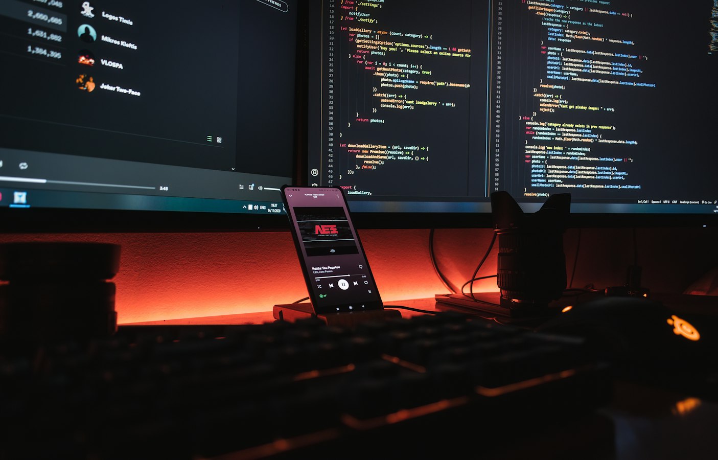 Developer coding a mobile app update