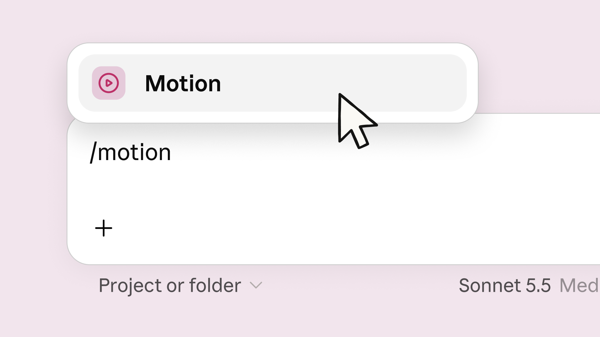 Official Claude Motion interface showing an animated scene with editable text and charts