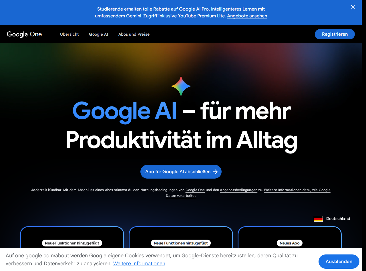 Google AI plans official page