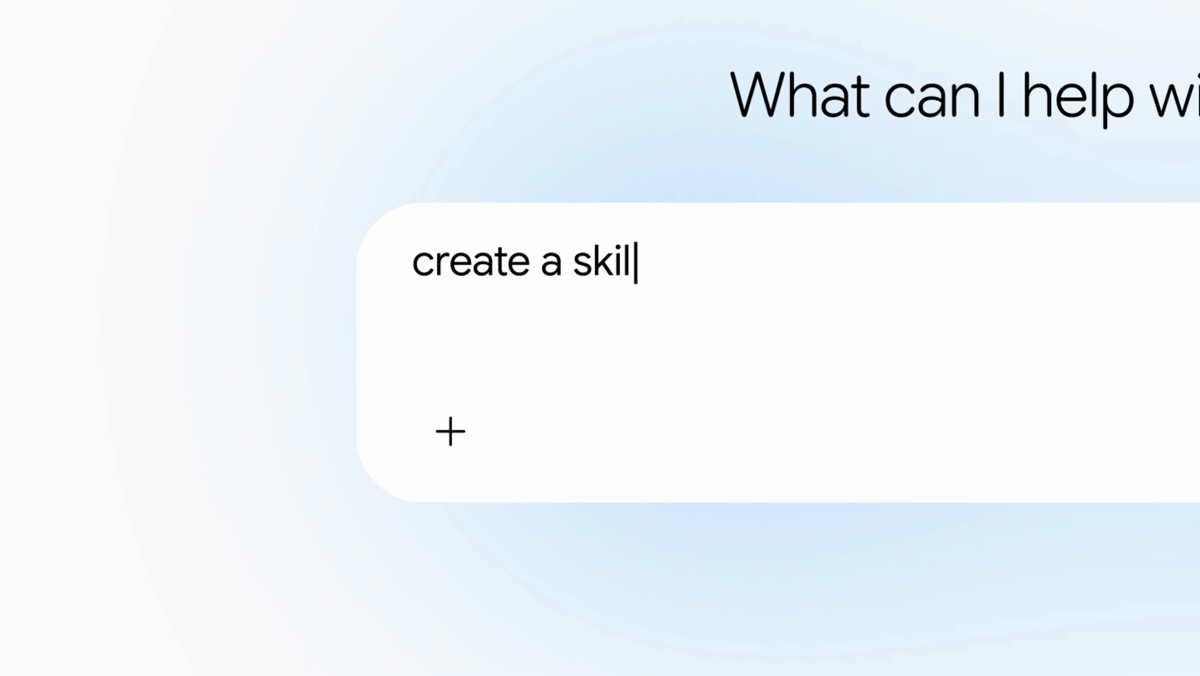 Frame from the official launch video showing a new skill being created inside a Gemini conversation