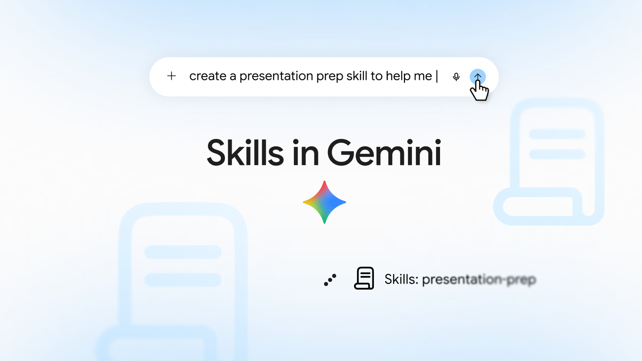 Official artwork from Google's announcement of the Skills feature in the Gemini app