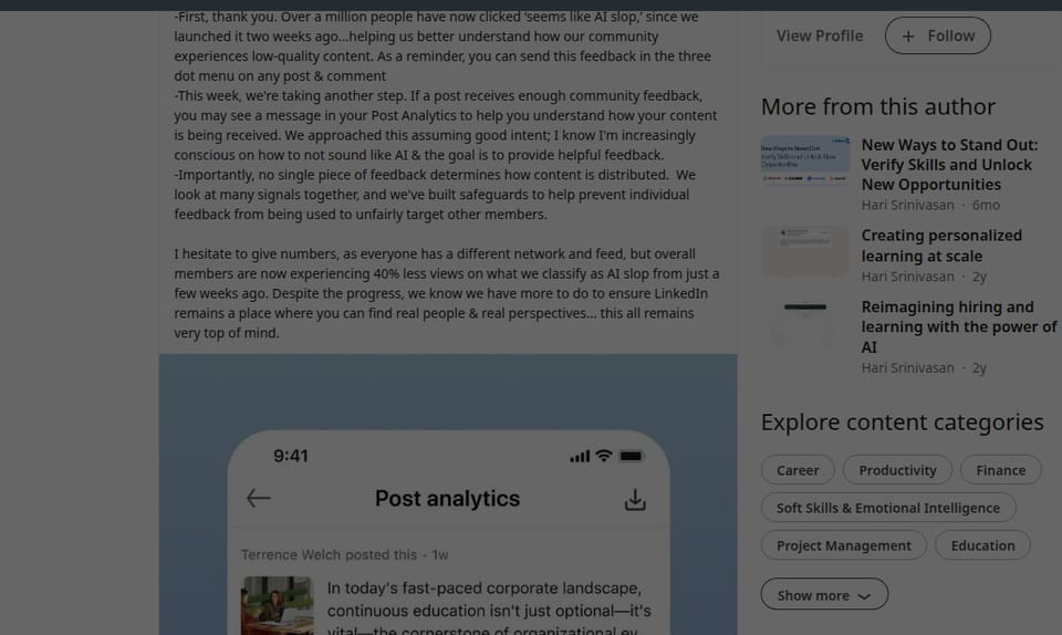 LinkedIn's AI slop button: 1 million clicks and a 40% reach drop explained