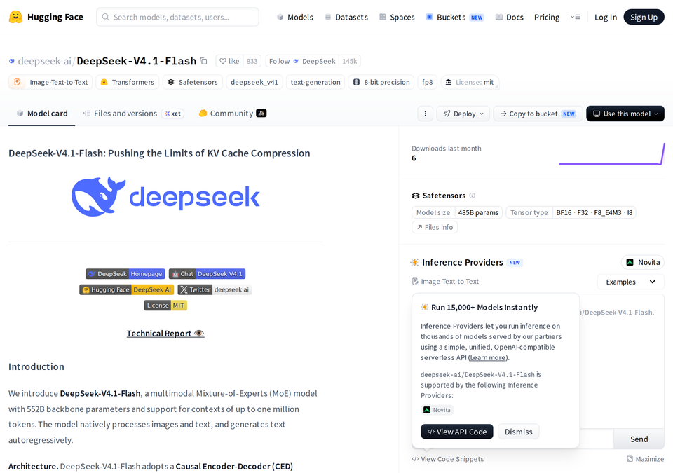 DeepSeek V4.1 Flash: 1M-Token Context, MIT Weights — and V4 Pro Retiring