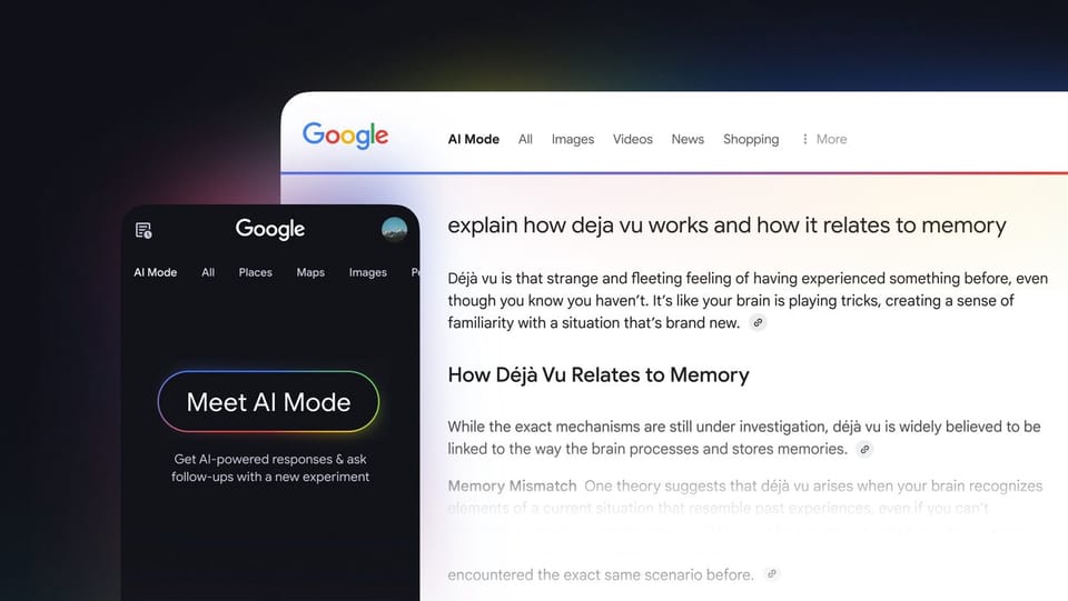 الصورة الرسمية لإعلان وضع AI في بحث جوجل